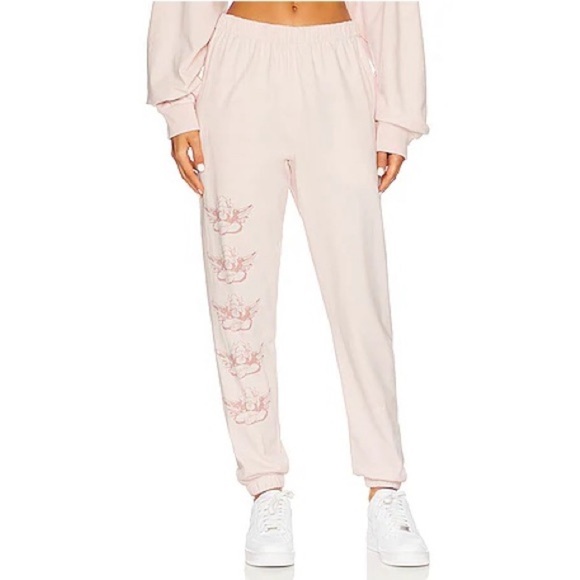 BOYS LIE BUBBLEGUM Pink Cream REVOLVE BROKEN RECORD V2 Jogger SWEATPANTS Sz S - Picture 3 of 16